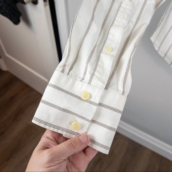 Abercrombie Mens Brown Cream Pinstripe Longsleeve Button Down Shirt Size Large - Picture 5 of 5